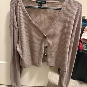 Streetwear Society Cropped Waffle-Knit Top in Mauve